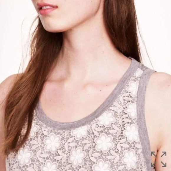 J. Crew Gray Flower Lace Tank Top Size Small - Picture 2 of 9